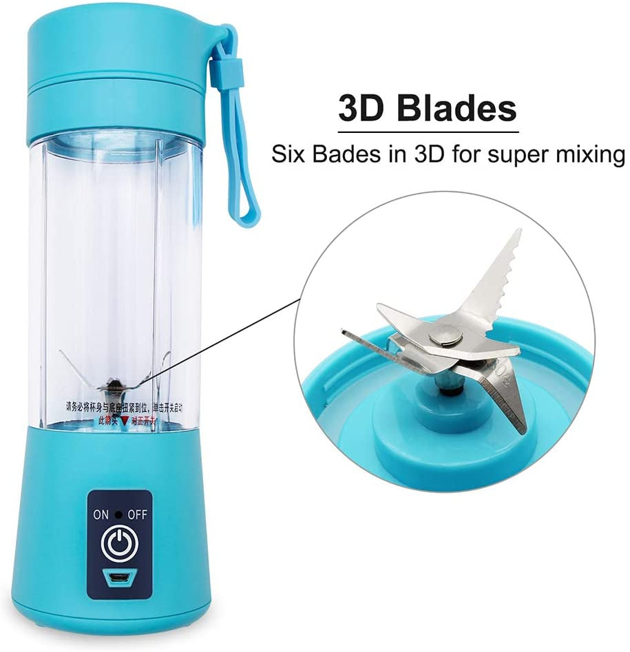 Portable Powerful 6 Blades USB Rechargeable Juicer Blender
