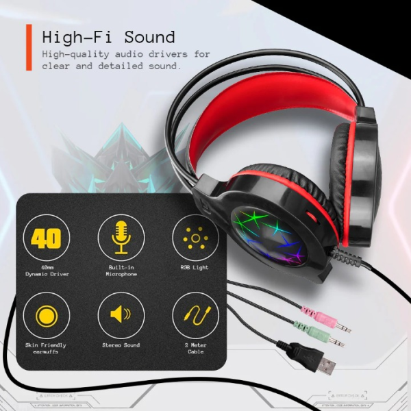 Polygold USB Led Gaming Headset With Microphone