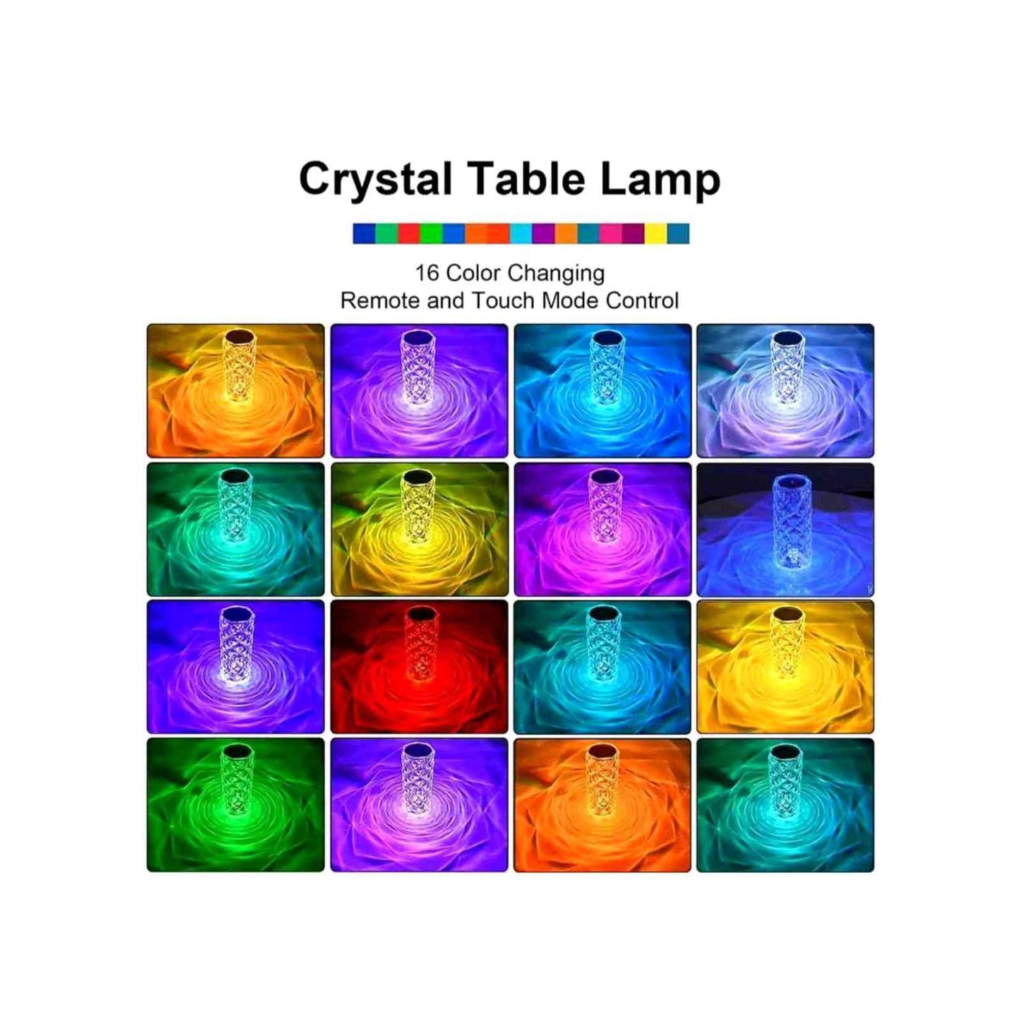 Crystal Lamp 16-Color Changing RGB Night Light Touch Lamp
