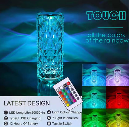 Crystal Lamp 16-Color Changing RGB Night Light Touch Lamp
