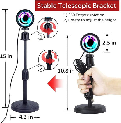 3 in 1 Sunset Lamp 16 Colors LED Changing (WITH REMOTE)